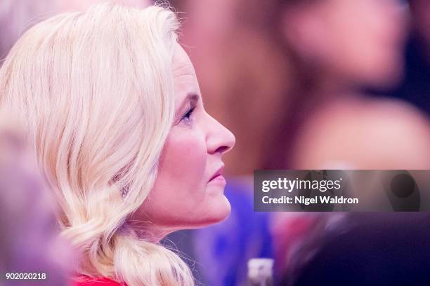 Princess Mette Marit of Norway during the Sport Gala Awards at the Olympic Amphitheater on January 6, 2018 in Hamar, Norway.
