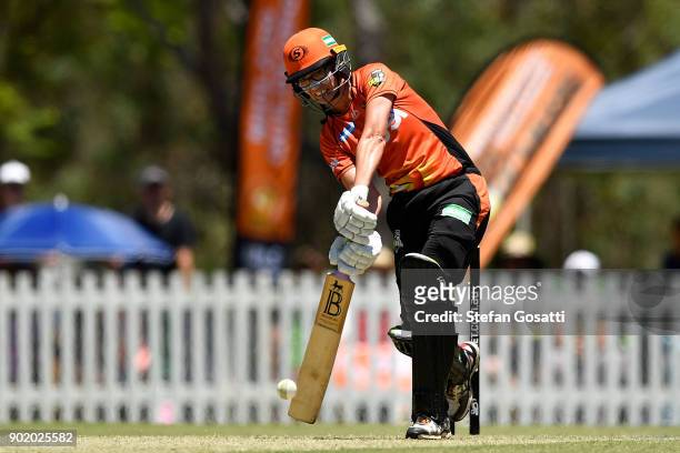 Lauren Ebsary of the Scorchers bats during the Women's Big Bash League match between the Sydney Thunder and the Perth Scorchers at Lilac Hill on...
