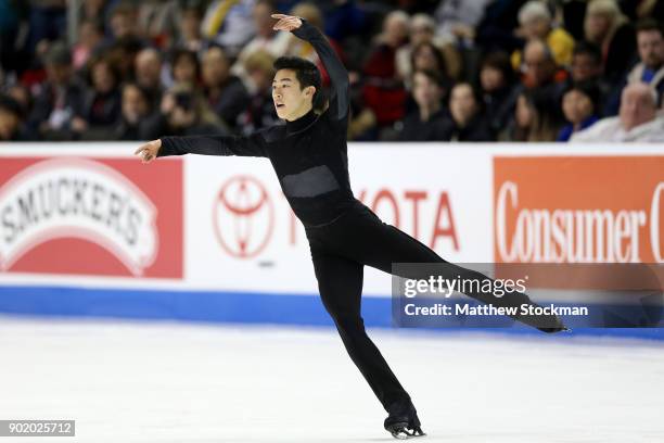 Nathan Chen competes in the Men's Free Skate during the 2018 Prudential U.S. Figure Skating Championships at the SAP Center on January 6, 2018 in San...