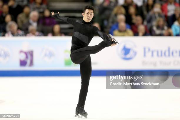 Nathan Chen competes in the Men's Free Skate during the 2018 Prudential U.S. Figure Skating Championships at the SAP Center on January 6, 2018 in San...