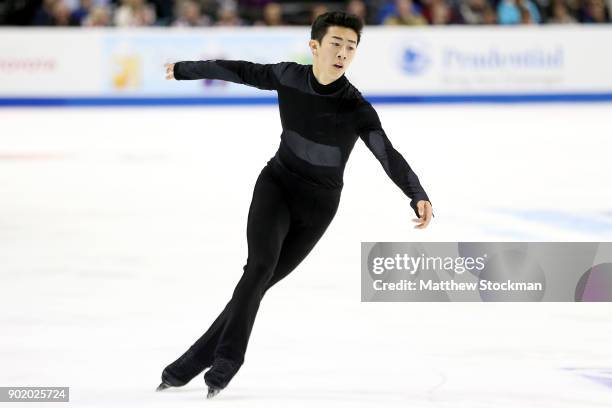 Nathan Chen competes in the Men's Free Skate during the 2018 Prudential U.S. Figure Skating Championships at the SAP Center on January 6, 2018 in San...