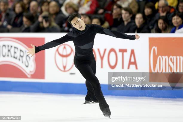 Nathan Chen competes in the Men's Free Skate during the 2018 Prudential U.S. Figure Skating Championships at the SAP Center on January 6, 2018 in San...