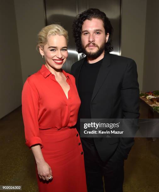 Emilia Clarke and Kit Harington attend the 7th Annual Sean Penn & Friends HAITI RISING Gala benefiting J/P Haitian Relief Organization on January 6,...