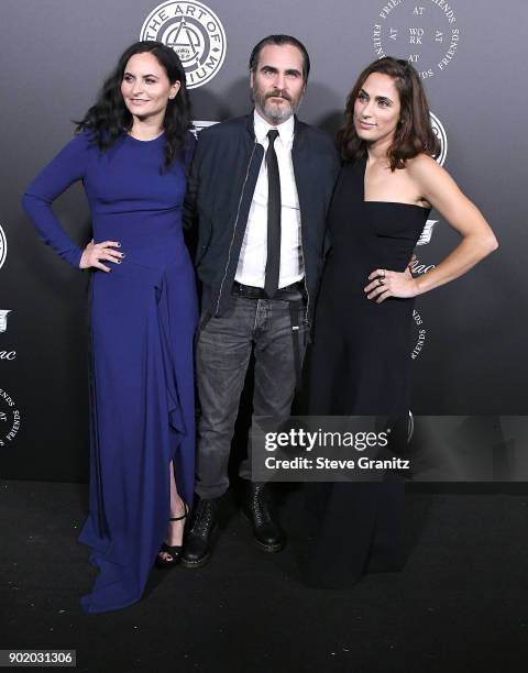 Rain Phoenix;Joaquin Phoenix;Summer Phoenix arrives at the The Art Of Elysium's 11th Annual Celebration - Heaven on January 6, 2018 in Santa Monica,...