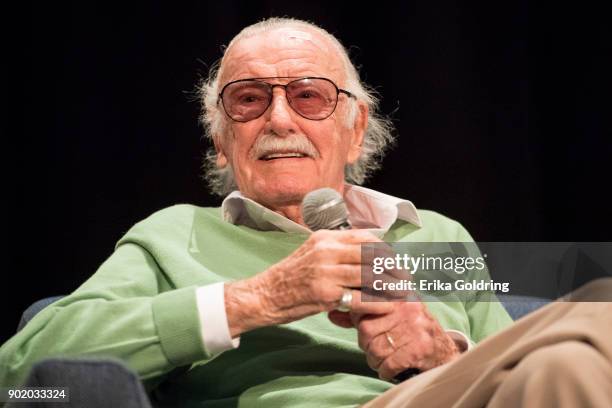 Stan Lee participates in a Q&A during Wizard World Comic Con at Ernest N. Morial Convention Center on January 6, 2018 in New Orleans, Louisiana.