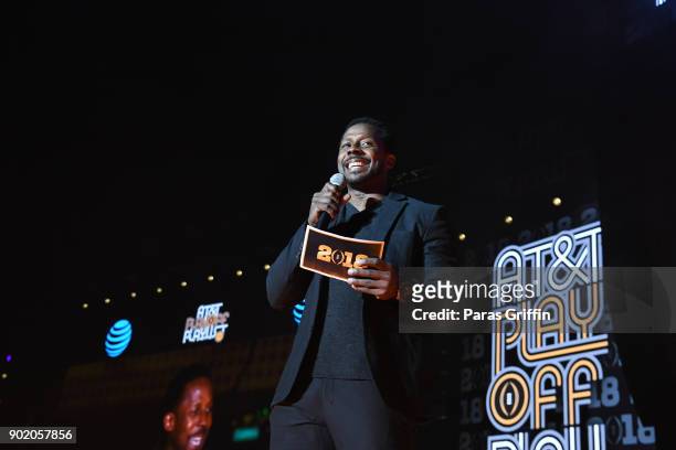 Desmond Howard onstage at AT&T Playoff Playlist Live! at Centennial Olympic Park on January 6, 2018 in Atlanta, Georgia.