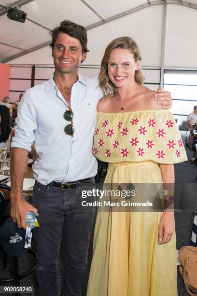 Polo player Rob Archibald and his wife racing identity Francesca Cumani attend Magic Millions Polo on January 7, 2018 in Gold Coast, Australia.