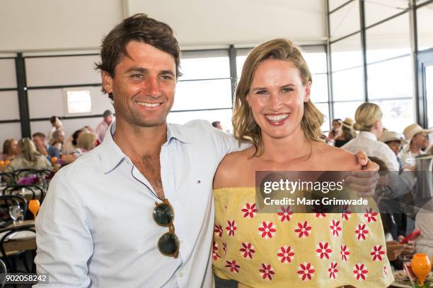 Polo player Rob Archibald and his wife racing identity Francesca Cumani attend Magic Millions Polo on January 7, 2018 in Gold Coast, Australia.