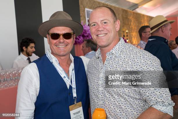 Member Jon Farris and UK Rugby legenmd Mike Tindall attend Magic Millions Polo on January 7, 2018 in Gold Coast, Australia.