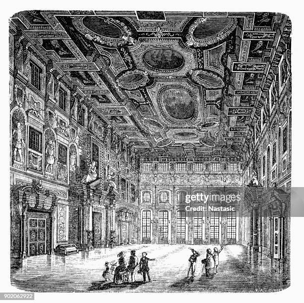 impressive golden hall - review of augsburg city hall - city hall stockholm stock illustrations