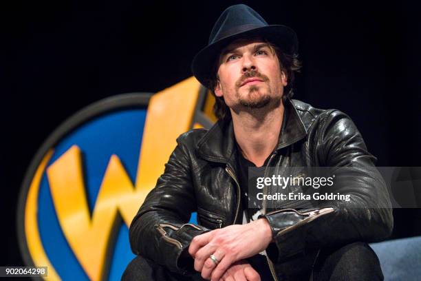 Ian Somerhalder participates in a Q&A during Wizard World Comic Con at Ernest N. Morial Convention Center on January 6, 2018 in New Orleans,...