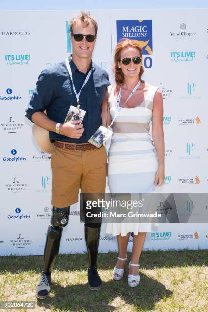Returned soldier Curtis McGrath and Racheal Martin attend Magic Millions Polo on January 7, 2018 in Gold Coast, Australia.