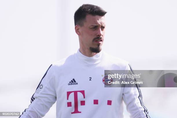 Sandro Wagner looks on during a training session on day 6 of the FC Bayern Muenchen training camp at ASPIRE Academy for Sports Excellence on January...