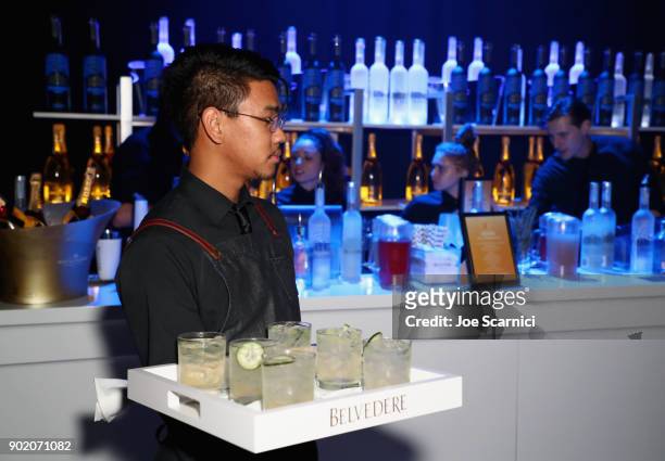 Belvedere is served at the Moet Hennessy John Legend's HEAVEN with the Art of Elysium at Barker Hangar on January 6, 2018 in Santa Monica, California.