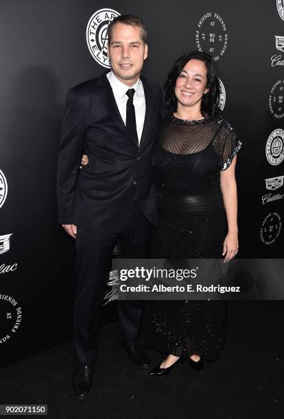 Shepard Fairey and Amanda Fairey at The Art Of Elysium's 11th Annual Celebration with John Legend at Barker Hangar on January 6, 2018 in Santa...