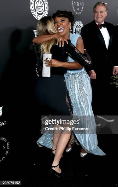 Shailene Woodley and Shanola Hampton attend The Art Of Elysium's 11th Annual Celebration with John Legend at Barker Hangar on January 6, 2018 in...