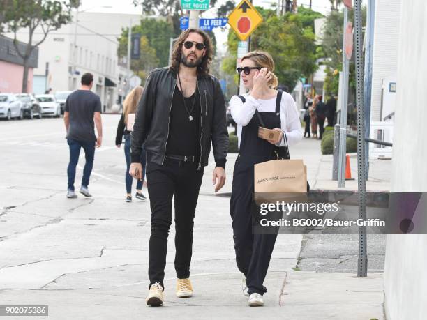 Russell Brand and Laura Gallacher are seen on January 06, 2018 in Los Angeles, California.