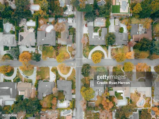 aerial view of neighborhood - canberra nature stock pictures, royalty-free photos & images