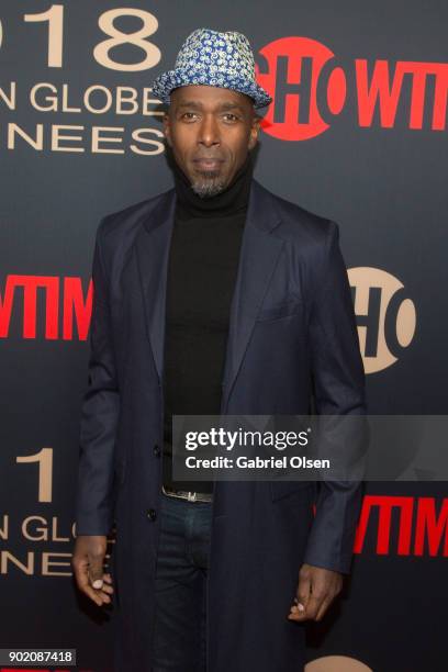 Ntare Guma Mbaho Mwine arrives for the Showtime Golden Globe Nominees Celebration at Sunset Tower on January 6, 2018 in Los Angeles, California.