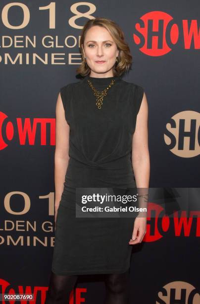 Actress Anna Madeley arrives for the Showtime Golden Globe Nominees Celebration at Sunset Tower on January 6, 2018 in Los Angeles, California.