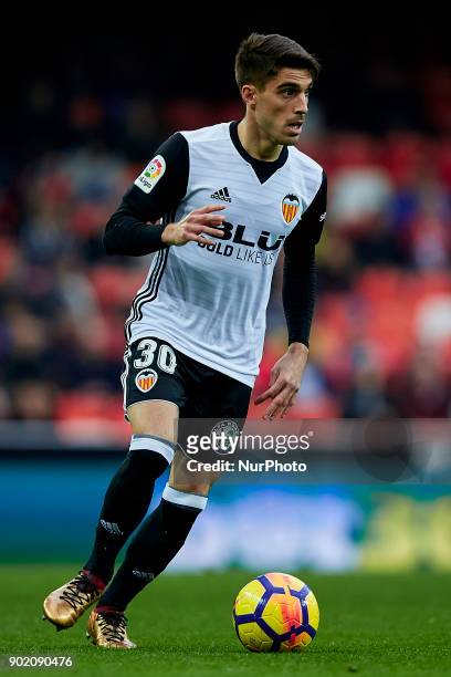 Nacho Vidal of Valencia CF with the ball during the La Liga game between Valencia CF and Girona FC at Mestalla on January 6, 2018 in Valencia, Spain