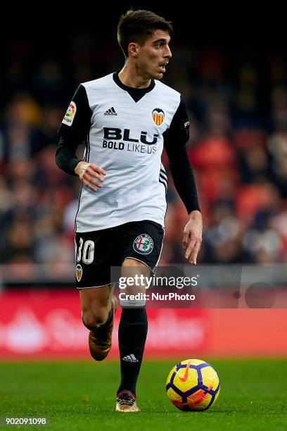 Nacho Vidal of Valencia CF with the ball during the La Liga game between Valencia CF and Girona FC at Mestalla on January 6, 2018 in Valencia, Spain