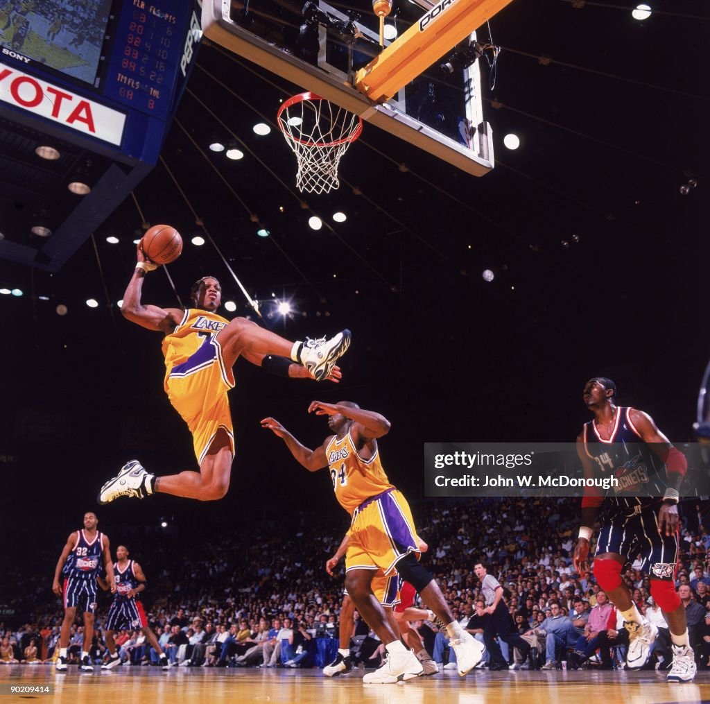 Rodman Lakers Rockets Los Angeles Lakers Dennis Rodman in action, rebound vs Houston... News ...