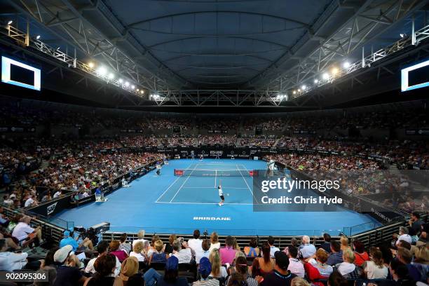 General view during the Men's Final match between Nick Kyrgios of Australia and Ryan Harrison of the USA during day eight of the 2018 Brisbane...