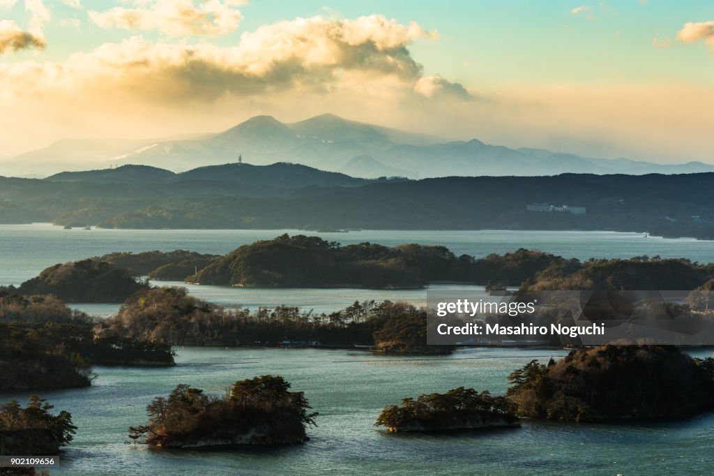 The view of Matsushima Bay, Miyagi, Japan, from Otakamori, in winter afternoon,