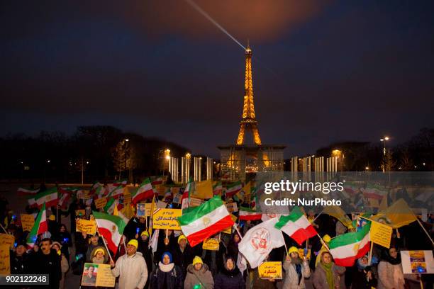 Iranian Opposition, NCRI demonstrate near Iranian Embassy in Paris on January 6 in support protests in Iran. Demonstrators joined a worldwide call by...