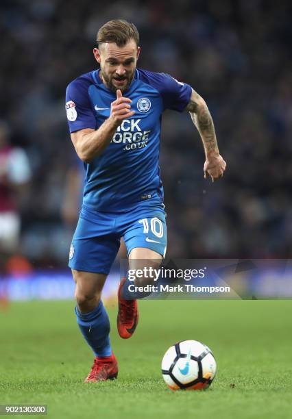 Danny Lloyd of Peterborough United in action during the Emirates FA Cup third round match between Aston Villa and Peterborough United at Villa Park...