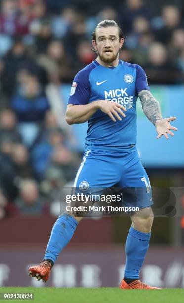 Jack Marriott of Peterborough United in action during the Emirates FA Cup third round match between Aston Villa and Peterborough United at Villa Park...