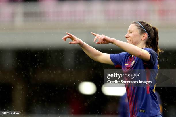 Elise Bussaglia of FC Barcelona Women celebrates 1-0 during the Iberdrola Women's First Division match between FC Barcelona v Levante at the Ciutat...