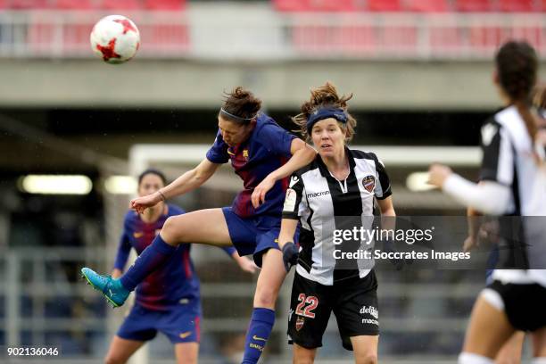 Elise Bussaglia of FC Barcelona Women, Sofie Junge Pedersen of Levante UD Women during the Iberdrola Women's First Division match between FC...