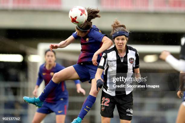 Elise Bussaglia of FC Barcelona Women, Sofie Junge Pedersen of Levante UD Women during the Iberdrola Women's First Division match between FC...