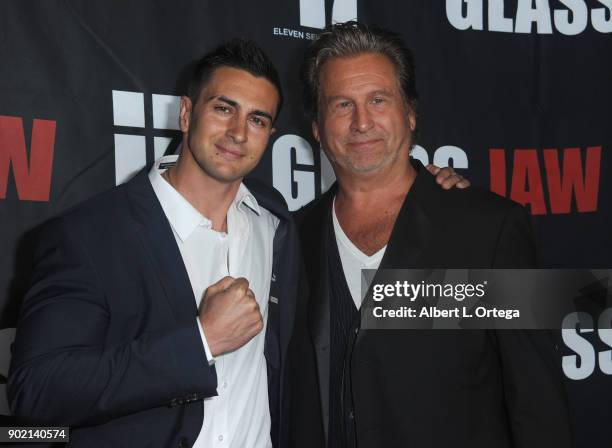 Actor Lee Kholafai and director Jeff Celentano arrive for the premiere of "Glass Jaw" held at Universal Studios Hollywood on November 9, 2017 in...