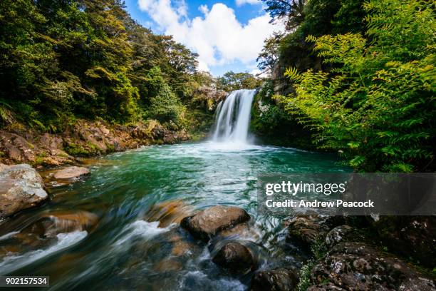 tawhai falls, tongariro national park - waterfall river stock pictures, royalty-free photos & images