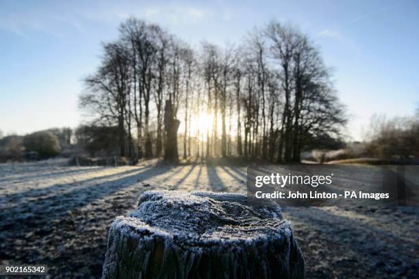 Widespread frost in Glasgow's Pollok Park, as temperatures plummet across the UK.