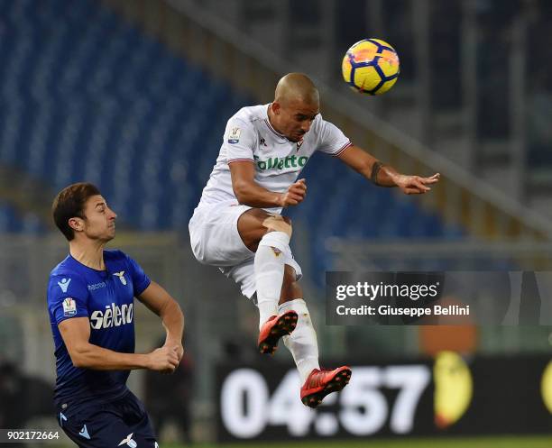 Bruno Gaspar of ACF Fiorentina in action during the TIM Cup match between SS Lazio and ACF Fiorentina at Olimpico Stadium on December 26, 2017 in...