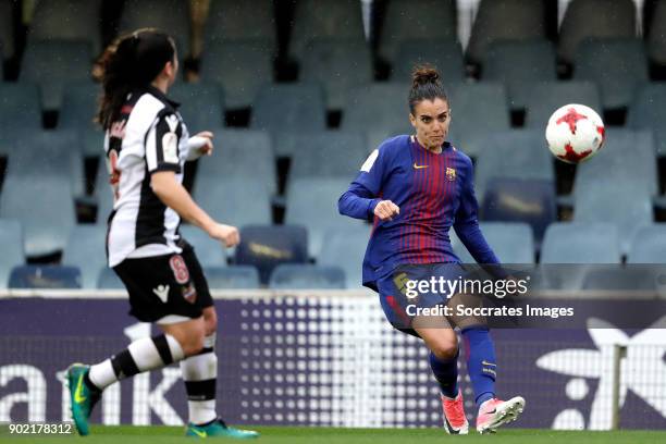 Lucia Gomez of Levante UD Women, Melanie Serrano Perez of FC Barcelona Women during the Iberdrola Women's First Division match between FC Barcelona v...
