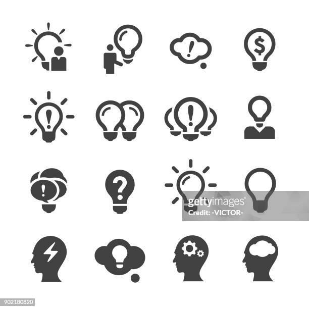 idee und inspiration ikonen - acme-serie - glühbirne stock-grafiken, -clipart, -cartoons und -symbole