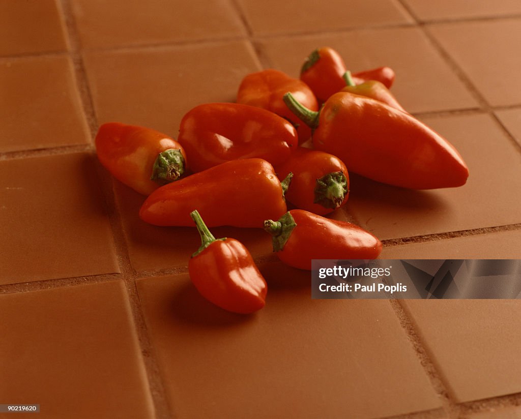 Jalapeno peppers on counter