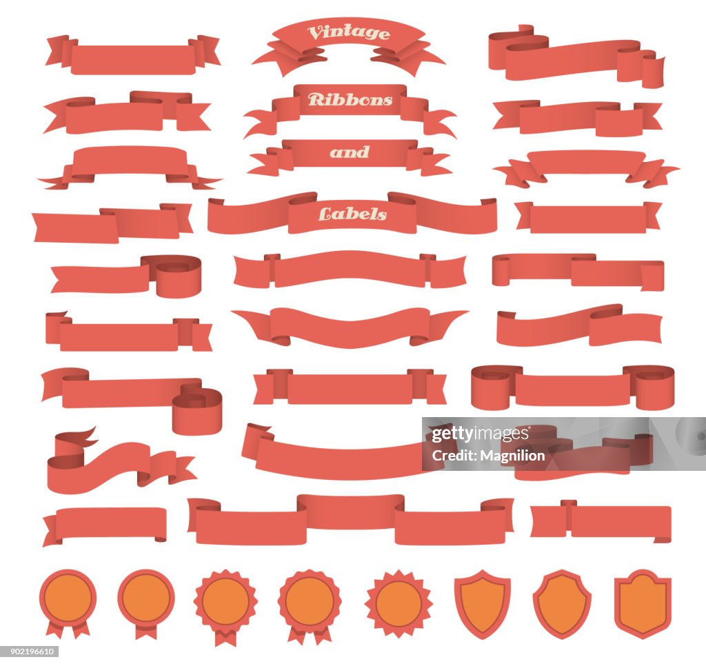 Sticker Red Printable Ribbon Red Ribbons And Labels Set High-Res Vector Graphic - Getty Images