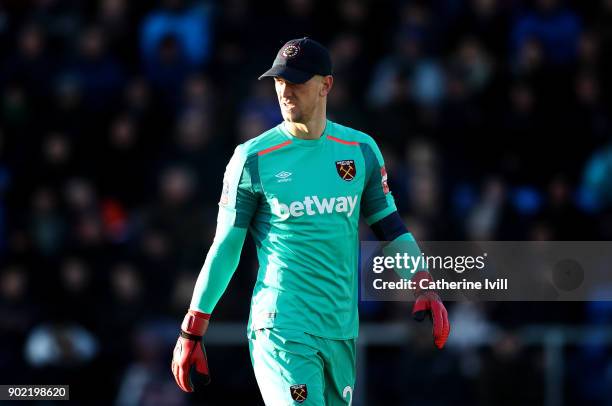 Joe Hart of West Ham United looks on during The Emirates FA Cup Third Round match between Shrewsbury Town and West Ham United at Montgomery Waters...