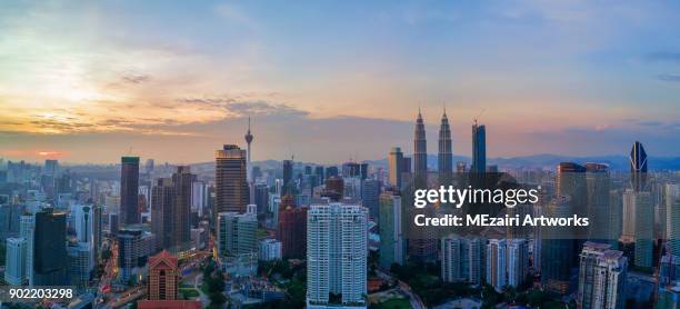 sunset at kuala lumpur - malaysia city skyline stock pictures, royalty-free photos & images