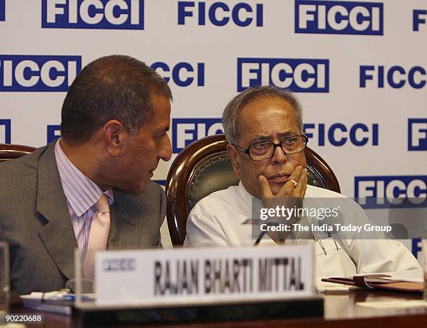 Indian Finance Minister Shri Pranab Mukherjee addresses the National Executive Committee Meeting of FICCI on August 27, 2009 in New Delhi, India....