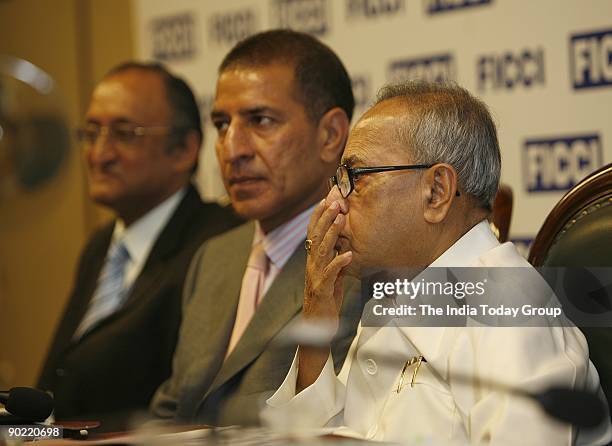 Indian Finance Minister Shri Pranab Mukherjee addresses the National Executive Committee Meeting of FICCI on August 27, 2009 in New Delhi, India....