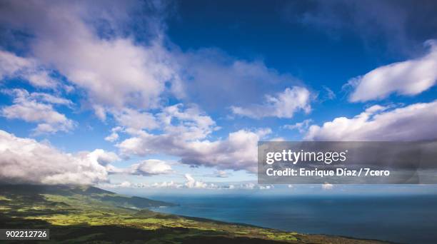 cloudscape above pico island, azores - sweeping landscape stock pictures, royalty-free photos & images