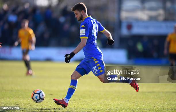 Leeds player Mateusz Klich in action during The Emirates FA Cup Third Round match between Newport County and Leeds United at Rodney Parade on January...
