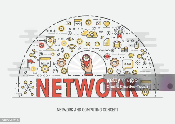 thin concept - network - dial up modem stock illustrations